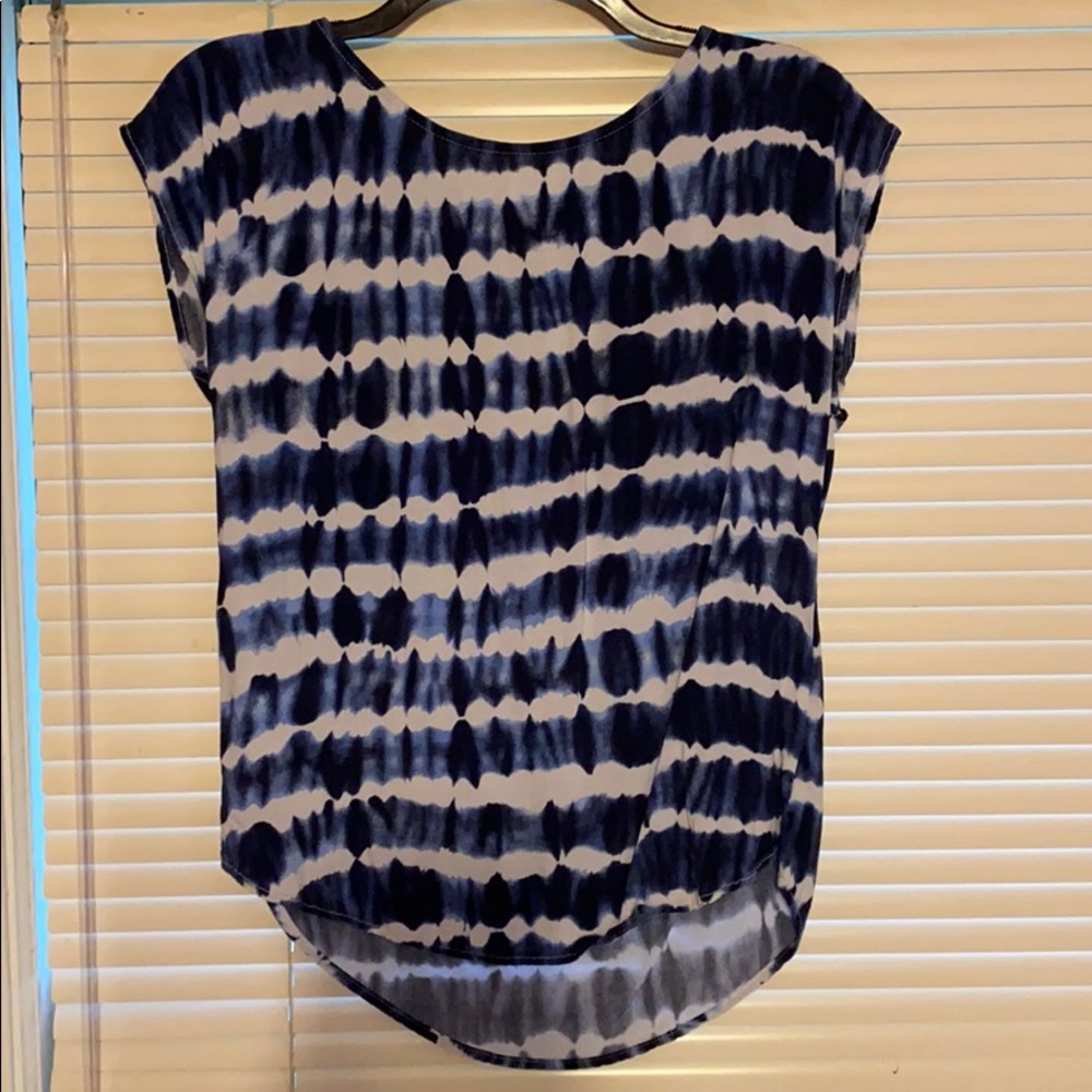 Blue and white striped top